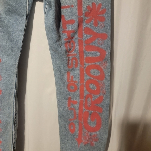 Levi's Premium 501 Jeans Men’s 34x30 Hippie Love Peace Groovy Flowers - Picture 4 of 9